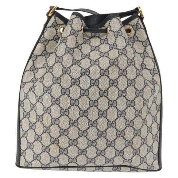 GUCCI GG Supreme Shoulder Bag PVC Navy Gold 001 084 0853 Auth 142551 - Picture 3 of 16